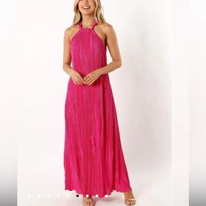 Pedal plus pup size, large, hot, pink crêpe, maxi dress